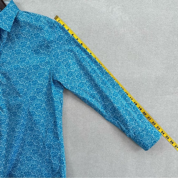 Nick Graham Stretch Modern Fit Button Down Shirt. Blue Floral. Size Large. - Picture 8 of 8